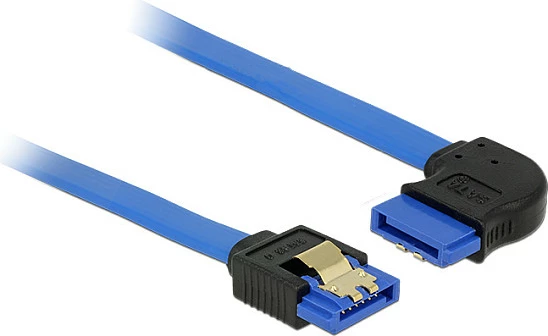 Kabëll SATA III DeLOCK, 30cm, 6Gb/s, konektor i drejtë + 90°, blu/zi