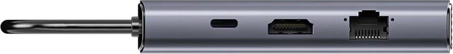 Hub USB-C Unitek 6n1, 3x USB-A 3.0, HDMI 4K@30Hz, RJ45, PD 100W, gri