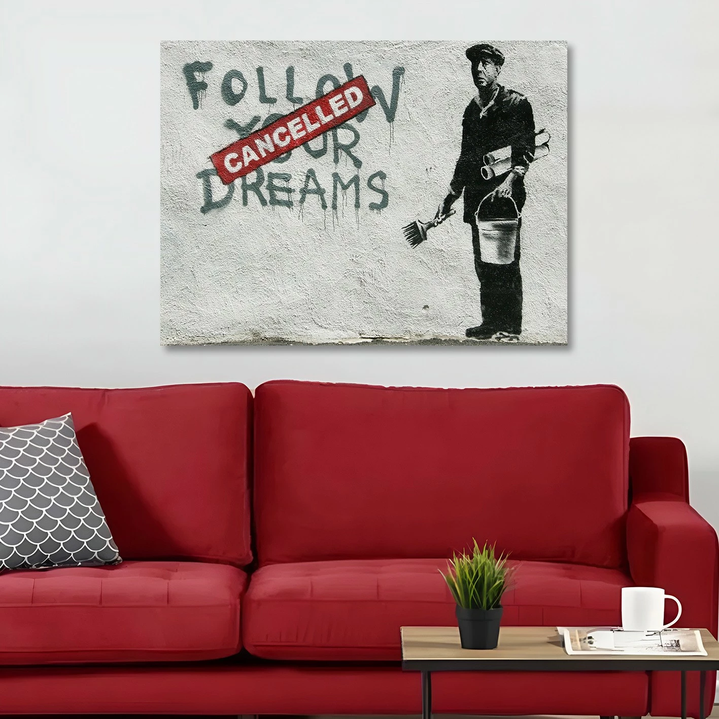 Pikturë dekorative në kanavacë, Banksy, shumëngjyrëshe, 50x70cm, kornizë druri