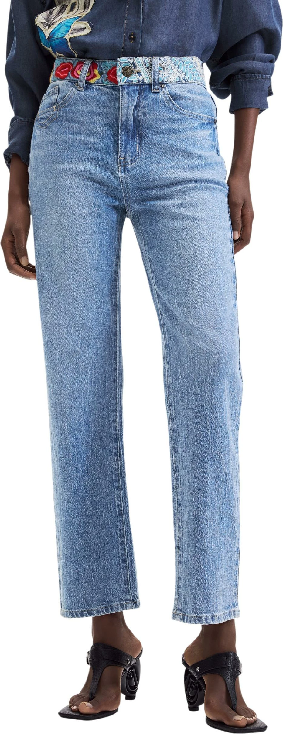 Pantallona xhins për femra Desigual 26WWDD06, të kaltra