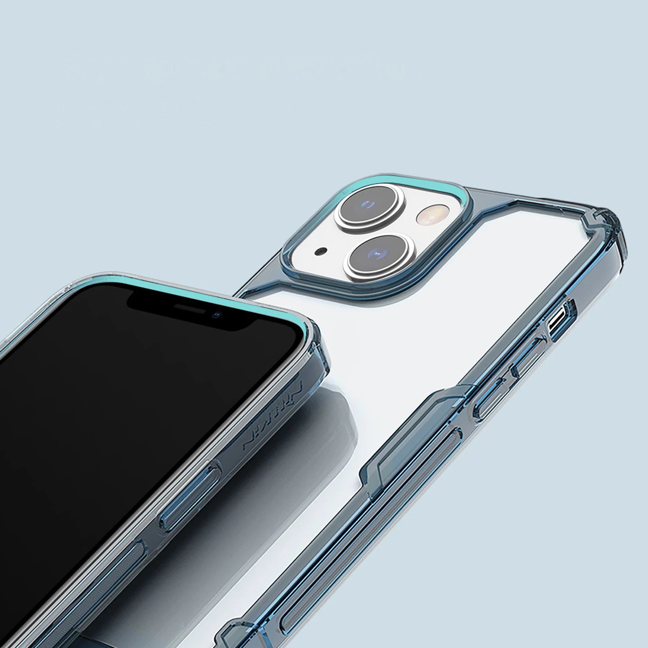 Mbështjellës Nillkin Nature Pro për iPhone 14, transparent/blu