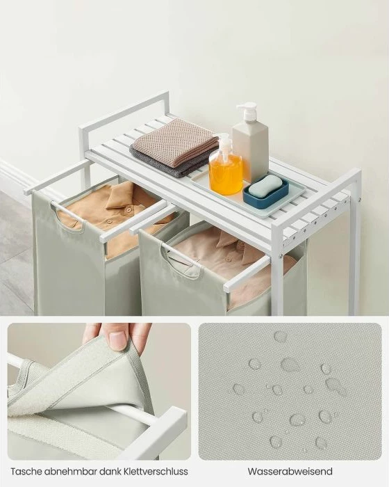 Shportë rrobash VASAGLE BLH201W01, 2 ndarje 92 L, me raft, 73x33x72 cm, e bardhë