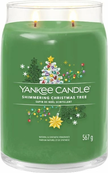 Qiri aromatik Yankee Candle Signature Shimmering Christmas Tree 567g, i gjelbër (1743380E)
