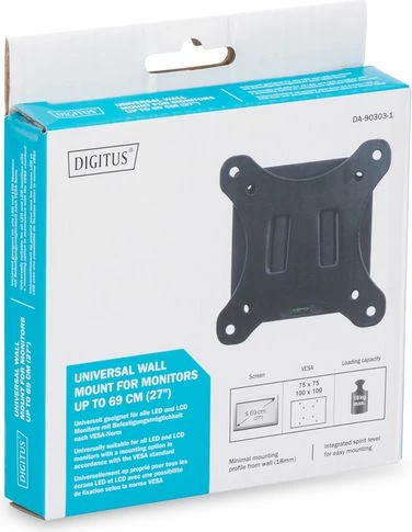Mbajtëse muri për monitor Digitus DA-90303-1 deri 27", VESA 75x75/100x100, e zezë
