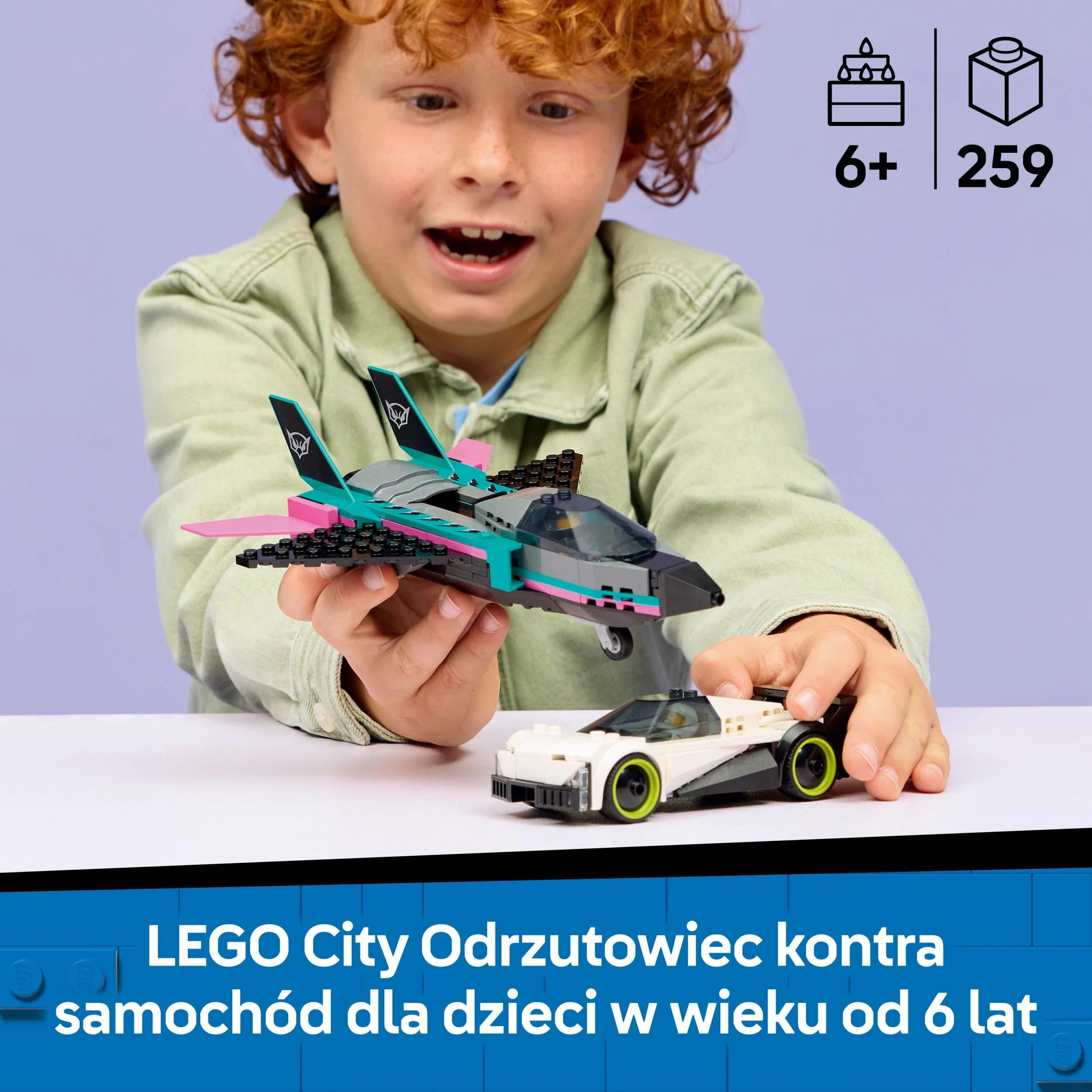 Set LEGO City Jet vs. Car 60489, 259 copë