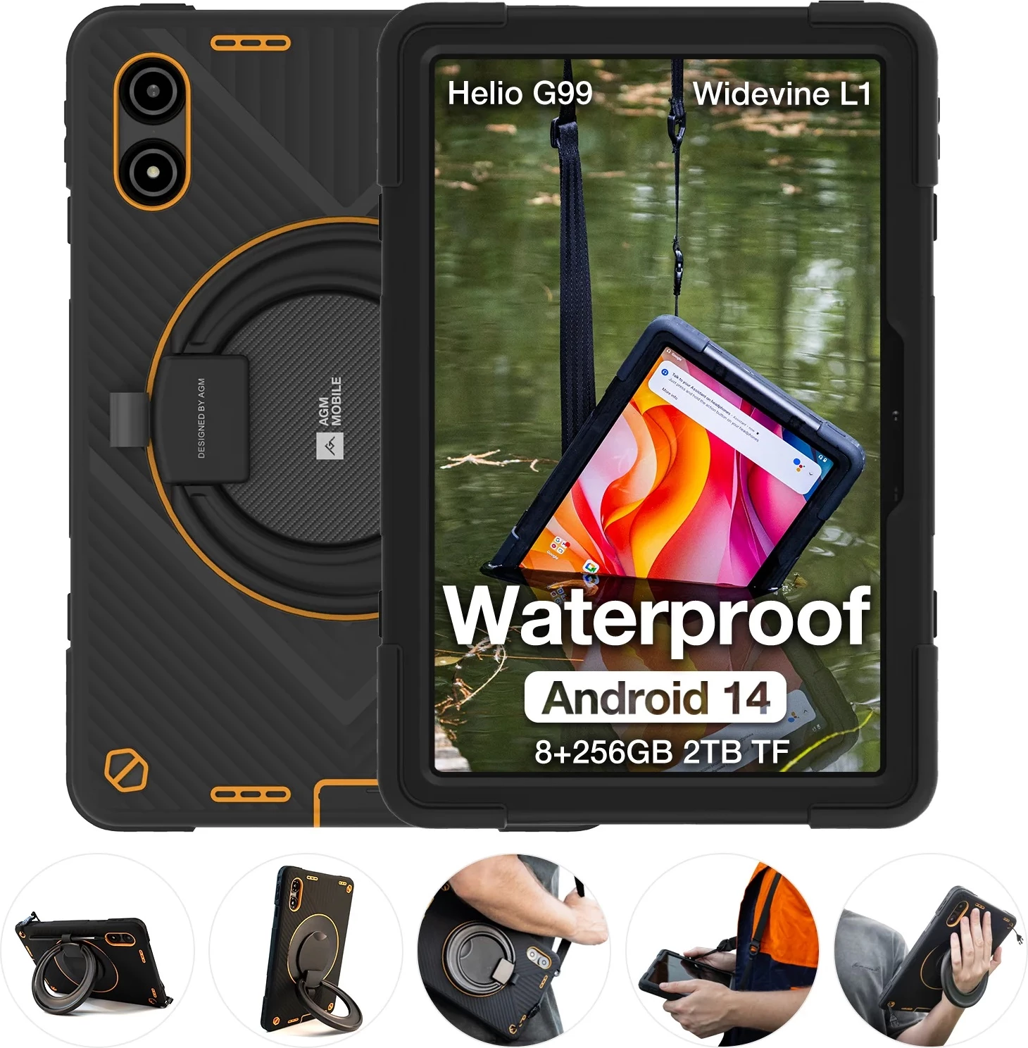 Tablet rugged AGM Pad P2 Active 11\", 8GB+8GB RAM, 256GB, IP68, Android 14, i zi/portokalli