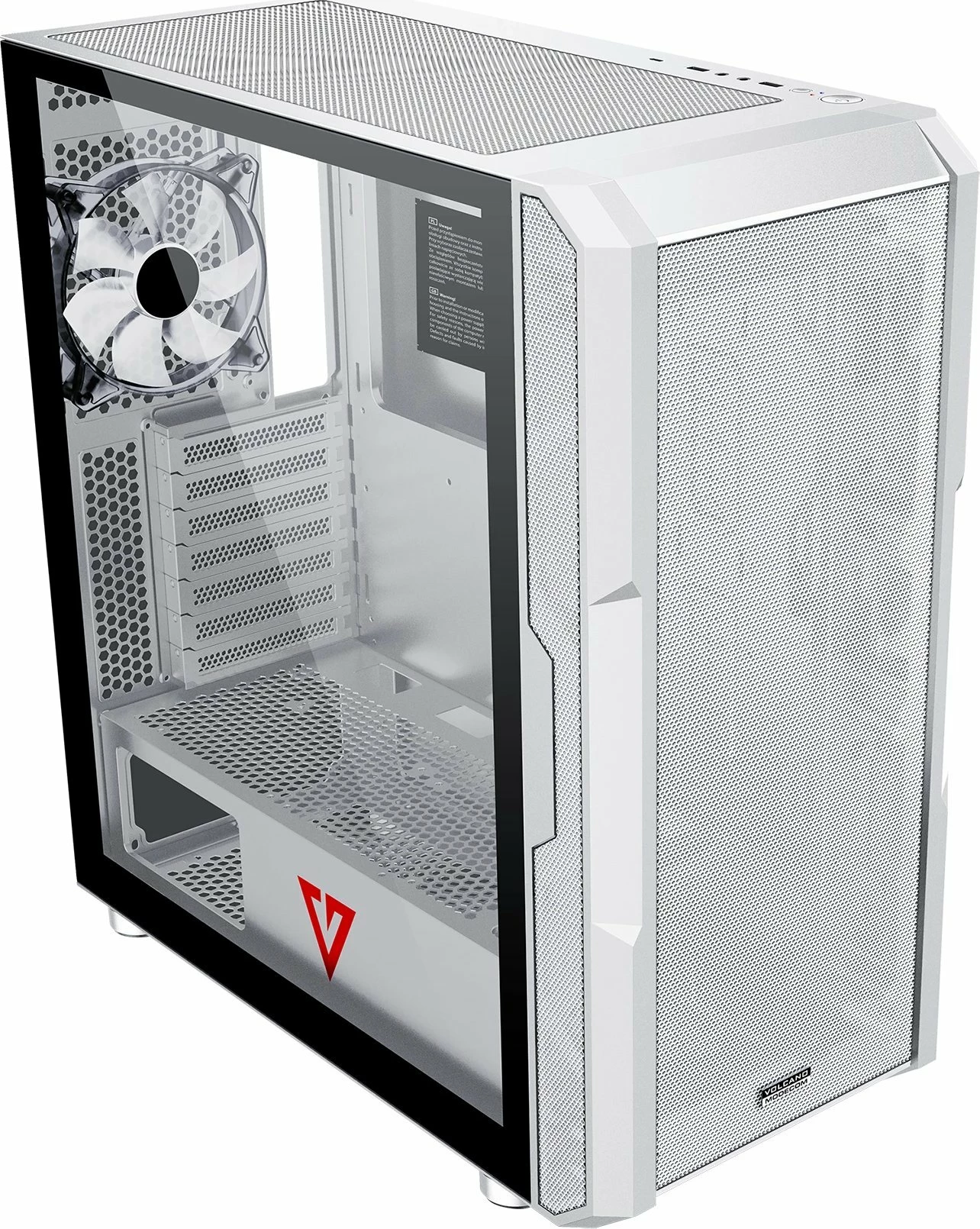 Kasë Modecom Volcano Amirani AT-AMIRANI-PD-20-000000-0002 Midi Tower ATX, Micro-ATX, Mini-ITX, 4x120mm fan, USB 3.0, USB-C, pa PSU, e bardhë