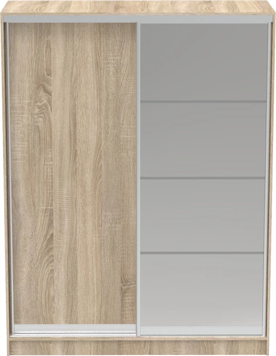 Dollap rrëshqitës dy-fletësh me pasqyrë, ngjyrë sonoma, 160x60x220cm