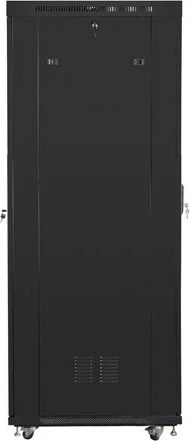 Shafë rack LANBERG 19" 42U 600x1000, në dysheme, derë e xhamtë, LCD V2, e zezë