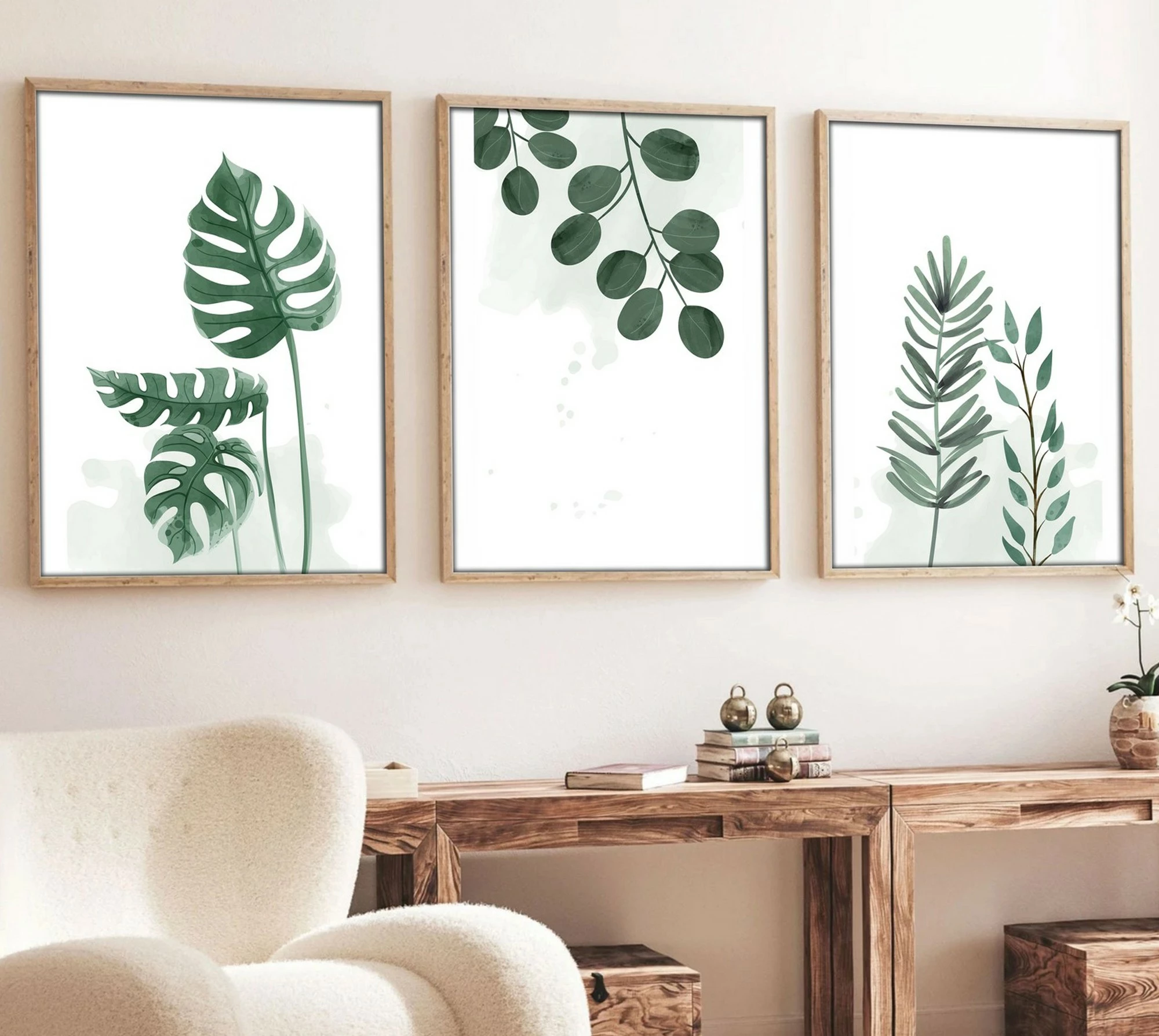 Pikturë dekorative me kornizë, 3 copë, MDF, Wallity, Huhu193, 70x50cm