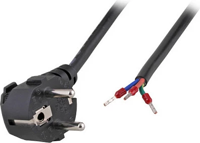Kabllo rryme EFB Elektronik, Schuko Type F këndore në open end, 1.8 m, 16 A, e zezë