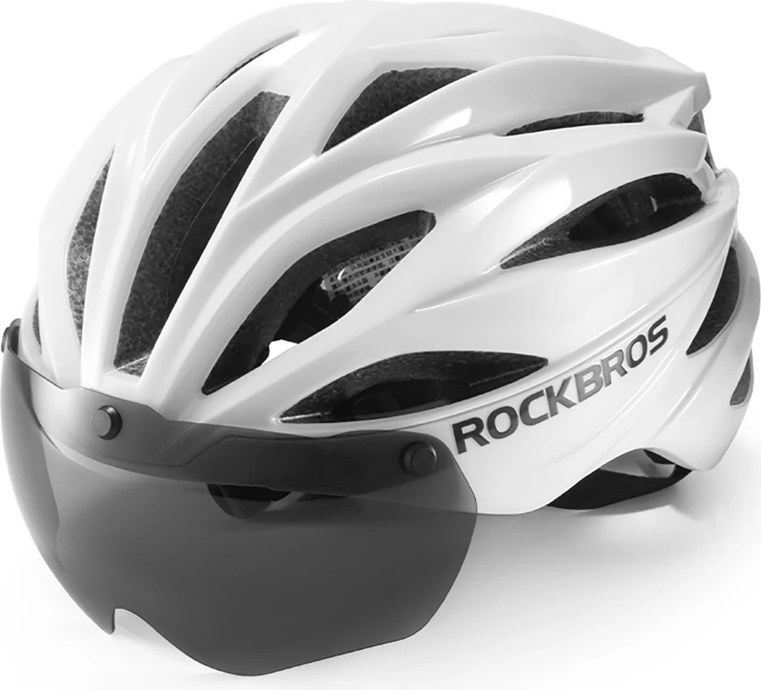 Helmetë biçiklete Rockbros 10110045005 me syze UV të ndashme, e bardhë, unisex