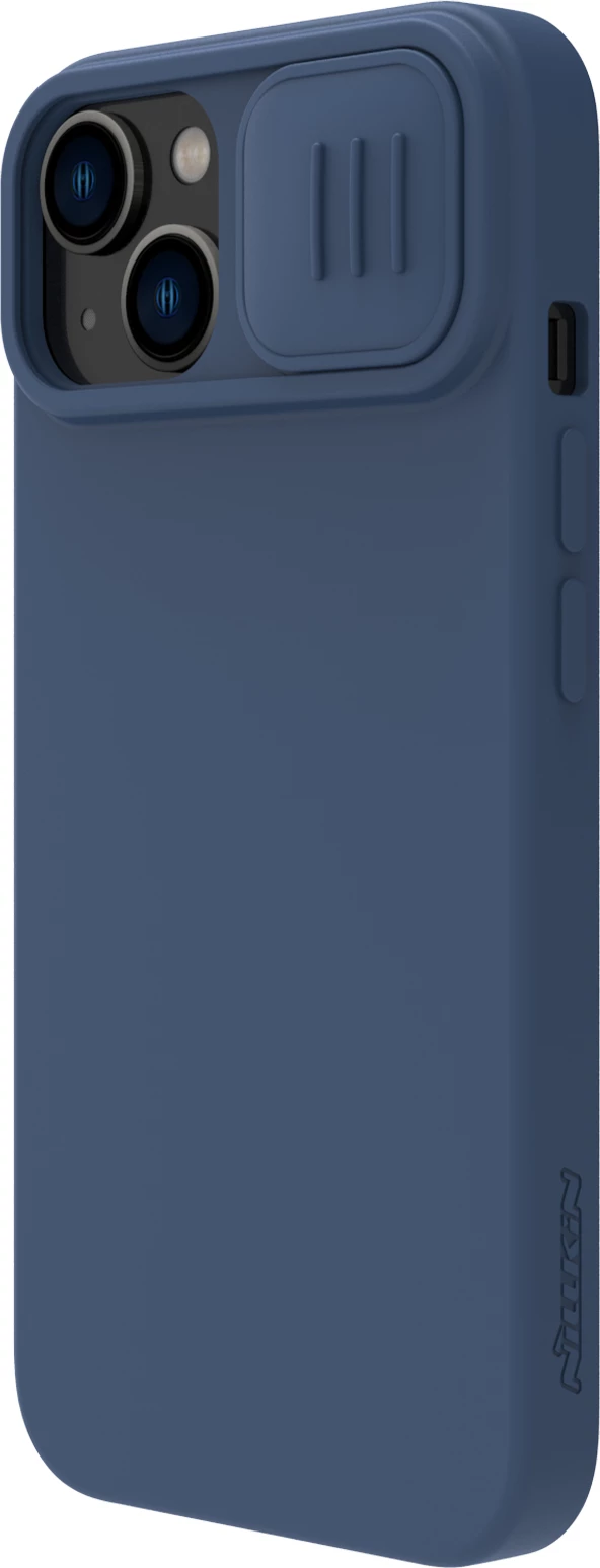 Mbështjellës Nillkin CamShield Silky Silicone për iPhone 15 Plus, Kaltër e errët