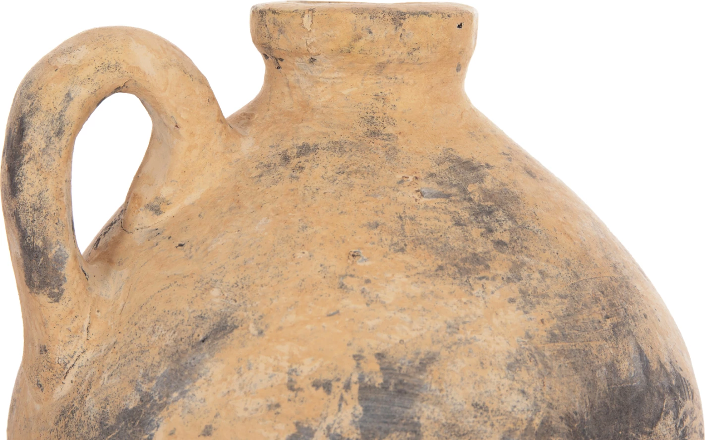 Vazo dekorative tavoline VERMO, terrakotë, bezhë e fërkuar, Φ22x17Hcm