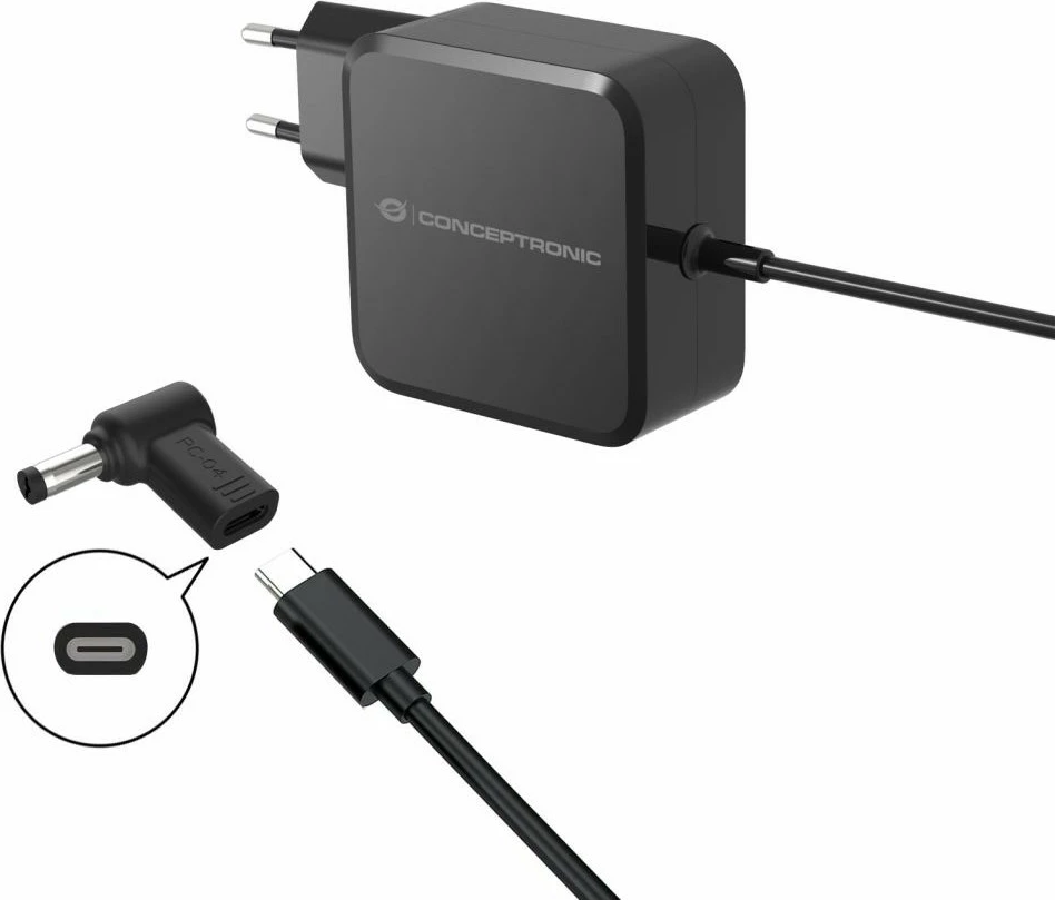 Adapter Conceptronic USB-C PD100W në Asus/Universal 5.5x2.5mm, i zi