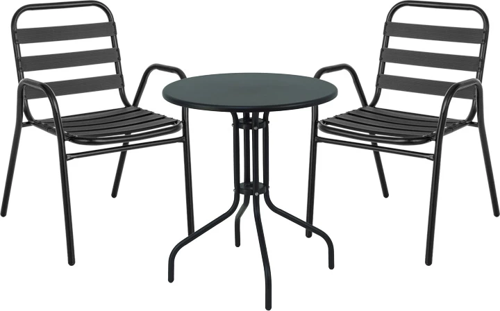 Tavolinë me karrige Vergo-Sussie, metal i zi, Φ60x70cm