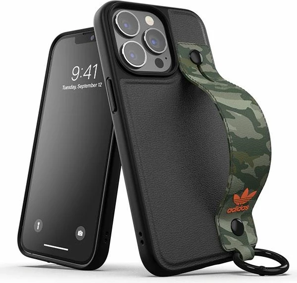 Mbështjellës Adidas OR Hand Strap Case për iPhone 13/13 Pro 6.1", e zezë-gjelbër