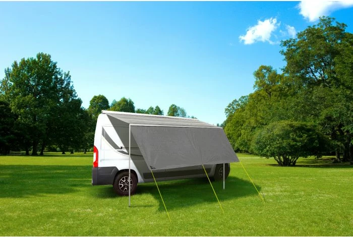 Tendë hije/awning BRUNNER Sunny View 340 x H190 cm, 100% PE, gri, set me shtylla + kunja + litarë