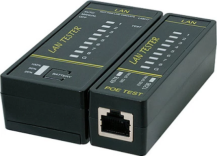 Testues kablloje rrjeti LogiLink LANtest & PoE Finder, RJ45, me magnet dhe dritë, i zi