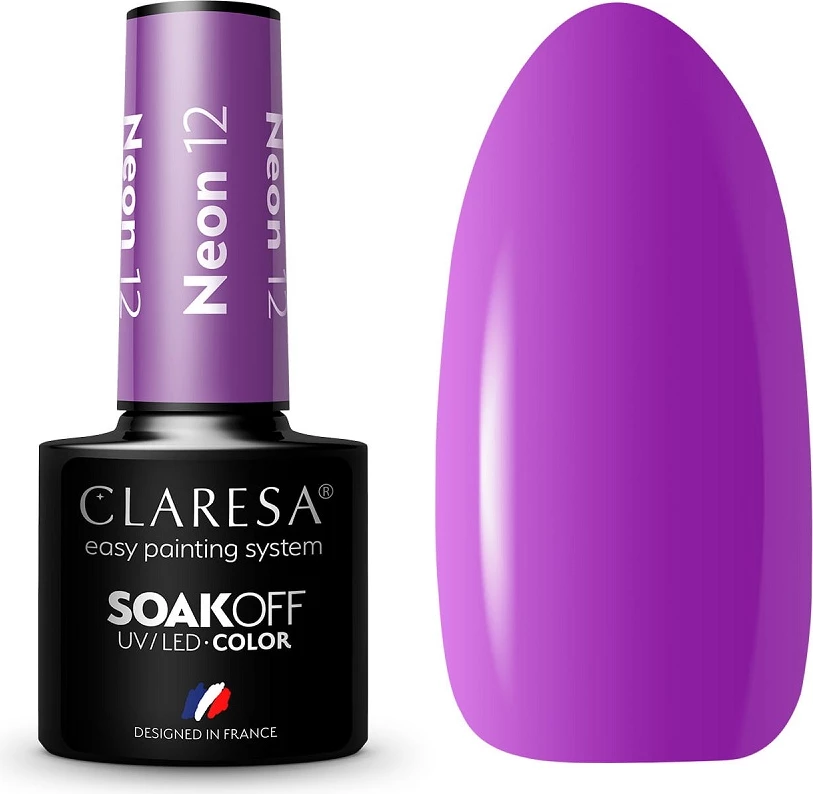 Llak për thonj për femra Claresa Soak Off UV/LED Neon Hybrid 12, 5g