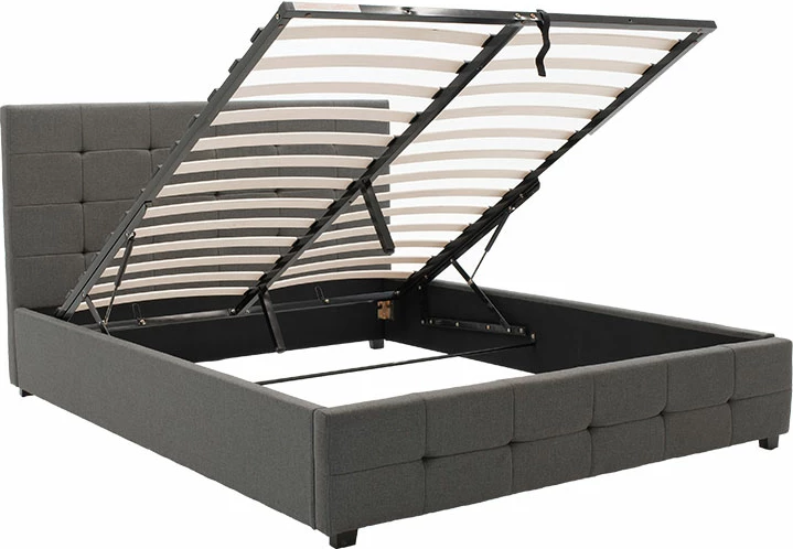 Krevat dopio Roi me hapësirë ruajtëse, ngjyrë gri e errët, 160x200cm