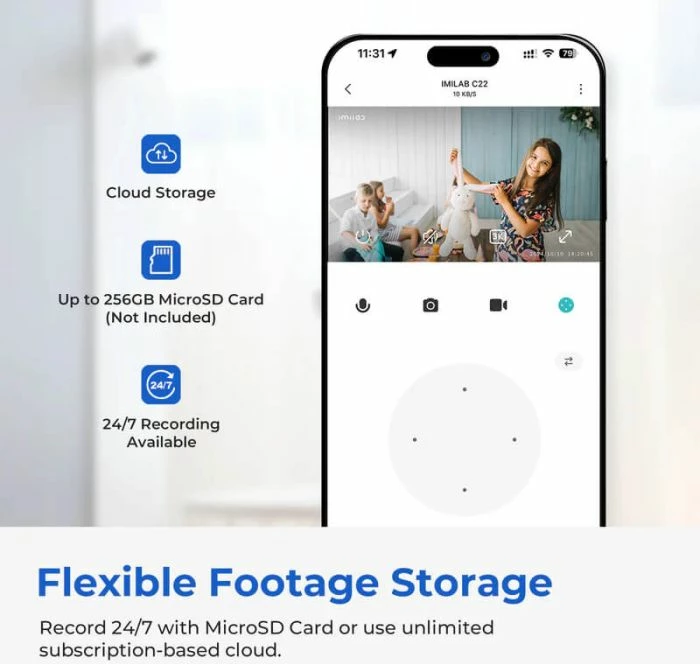 Kamerë sigurie Wi‑Fi për brenda IMILAB C22 (CMSXJ60A_W) 3K/5MP, 360° pan/115° tilt, zoom 6x, e bardhë