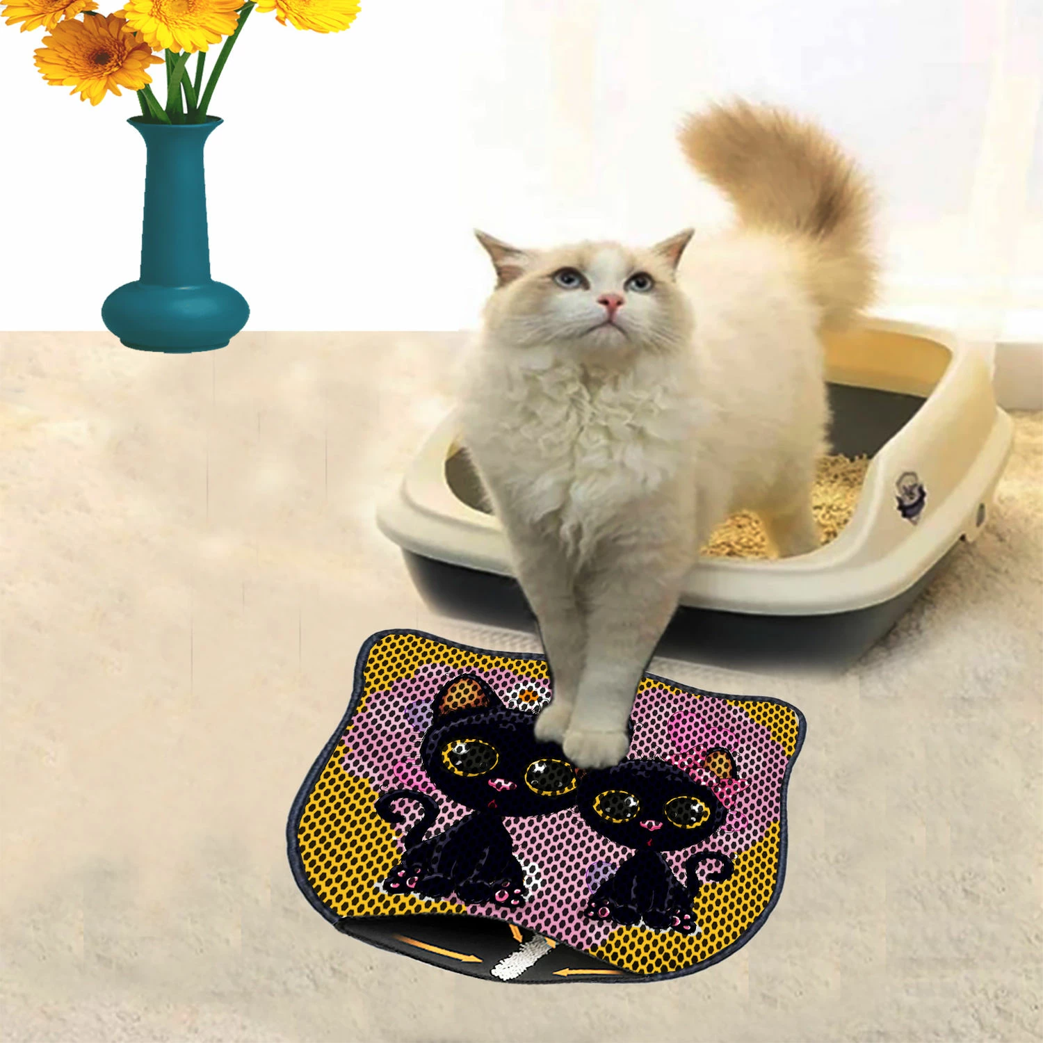 Tapet për rërë mace, shumëngjyrësh, Paws & Whiskers, Kdkafa0073, 40x50cm