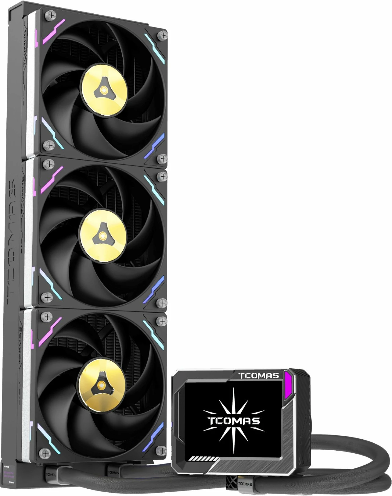 Sistem ftohje me ujë AIO Tcomas LG700 PRO 360, 3x120mm PWM, ARGB, ekran IPS 3.5", e zezë