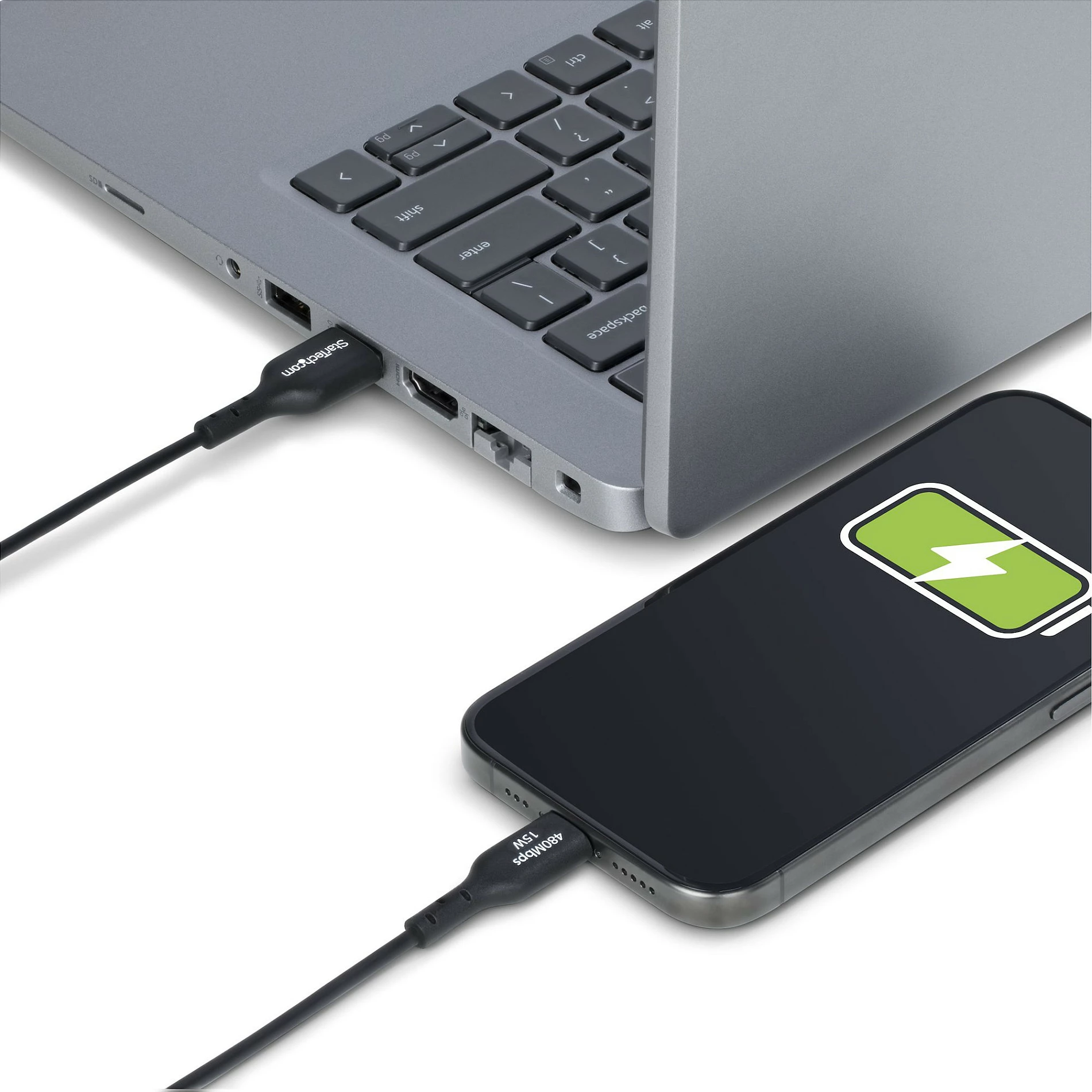 Kabllo USB StarTech USB-A në USB-C, 1m, 3A 15W, USB 2.0, e zezë