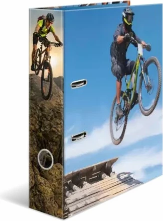 Dosje A4 HERMA, karton, motiv mountain bike, shumëngjyrëshe, 7 cm, me mekanizëm lever