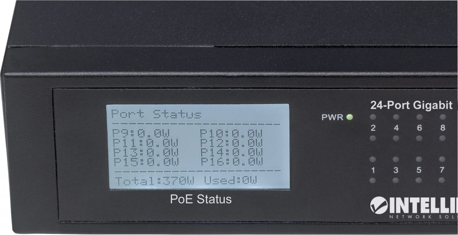 Switch Intellinet 561242, 24x RJ45 PoE+ 370W, 2x SFP, ekran LCD