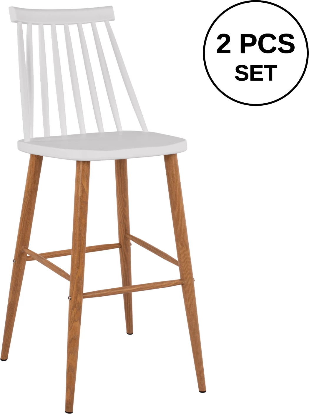 Karrige për bar Vanessa, ngjyrë e bardhë, FH8459.01, 43x49x107 cm, set prej 2 copë