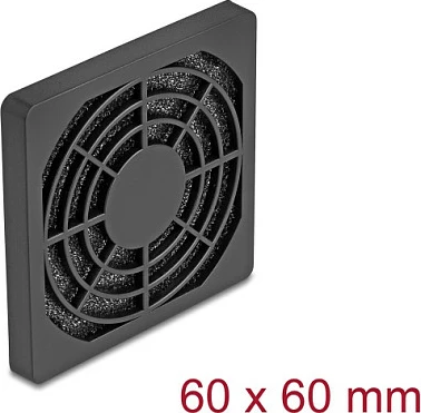 Grilë me filter ventilatori DeLOCK 67310, 60mm, montim 50x50mm, ABS, e zezë