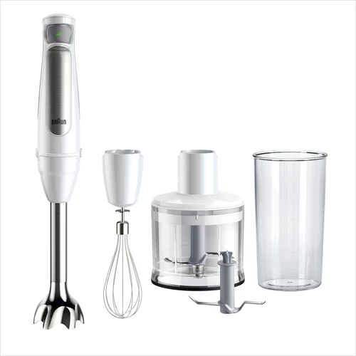 Blender zhytës Braun MultiQuick 7 MQ7035IWH 1000 W 0.6 L, çelik inox/i bardhë, set me rrahëse + grirëse 0.5 L