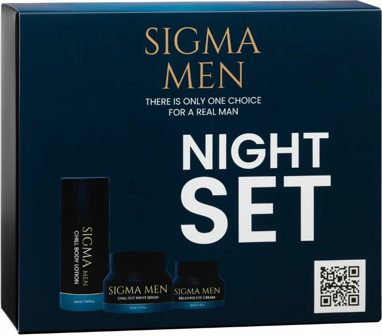 Set për kujdesin e lëkurës natën Sigma Men Night Set për meshkuj, 100ml + 50ml + 30ml