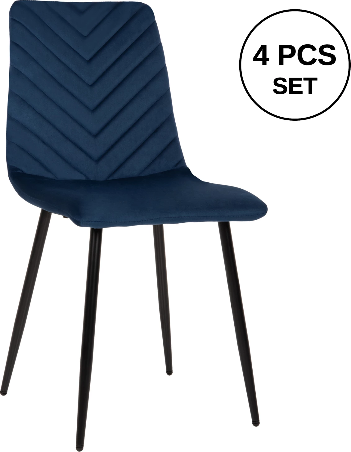 Karrige për ngrënie LATRELL FH8587.08 kadife blu & këmbë metali të zeza 43x54x88Hcm., set prej 4 copë