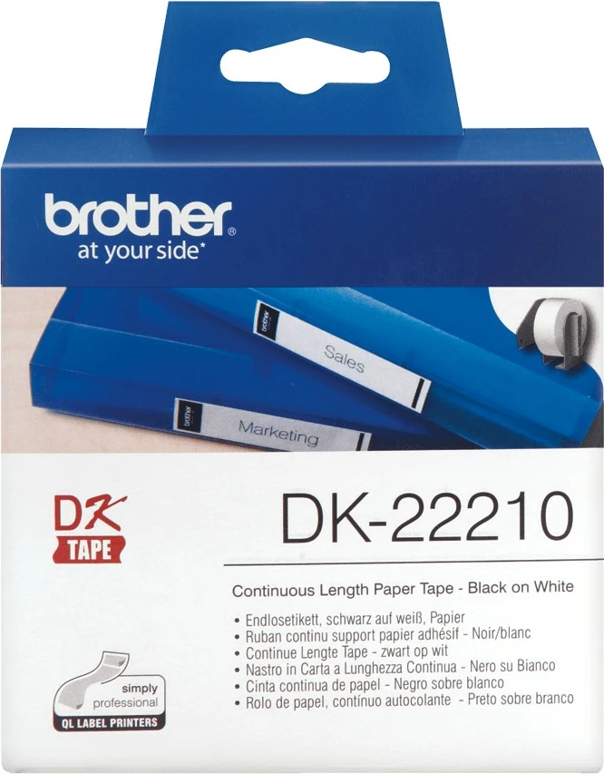 Etiketa letre Brother DK-22210, për P-Touch, 54mm, e bardhë/zi