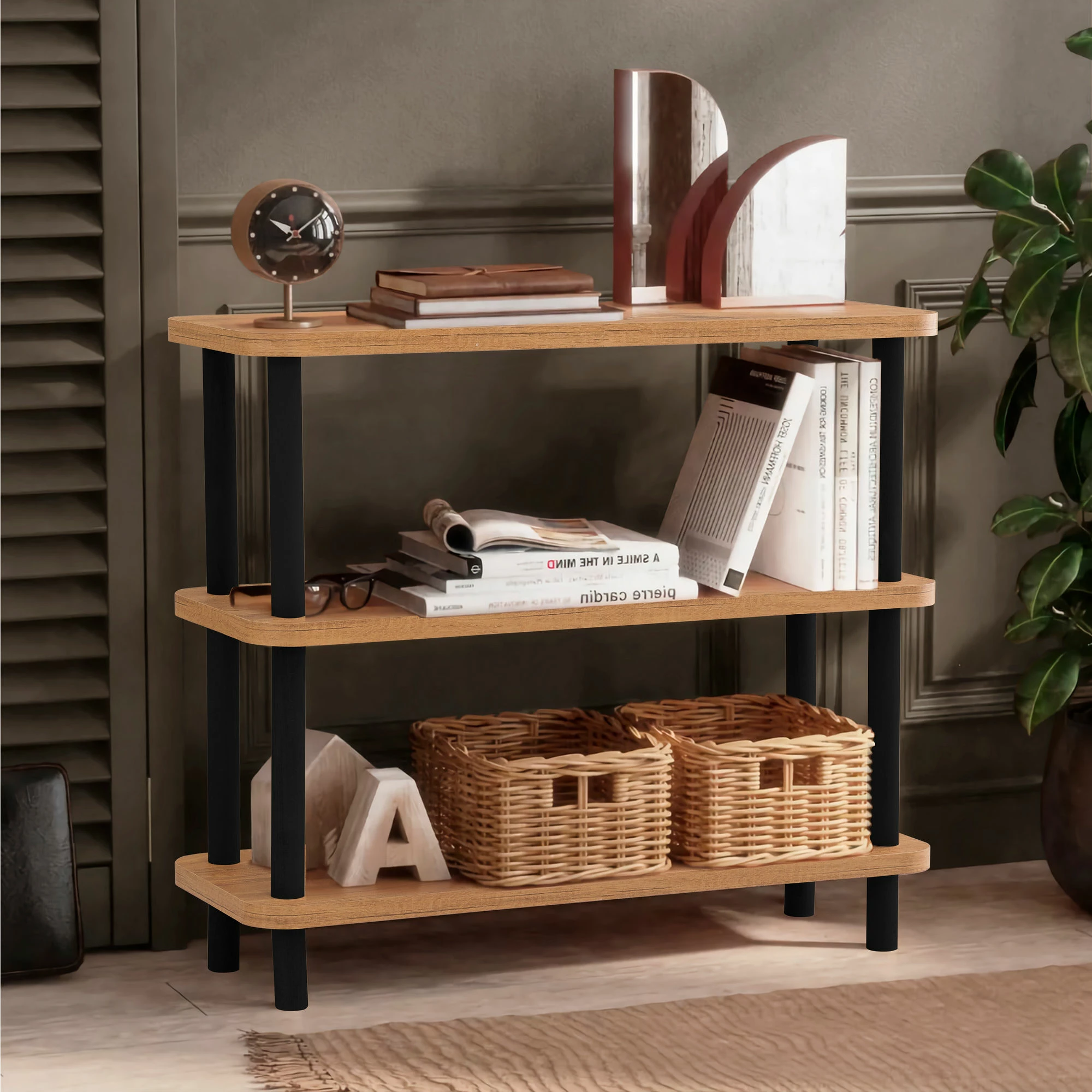 Raft librash Hanah Home, Step, ngjyrë e zezë dhe Atlantic Pine