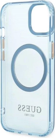 Mbështjellës Guess Gold Outline Translucent MagSafe për iPhone 13, Blu