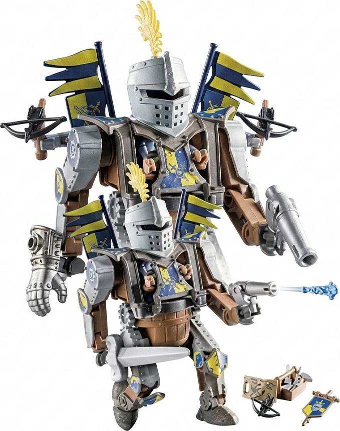 Lodër robot luftarak Playmobil Novelmore Kampfroboter, set 40 pjesë, gri/blu/verdhe