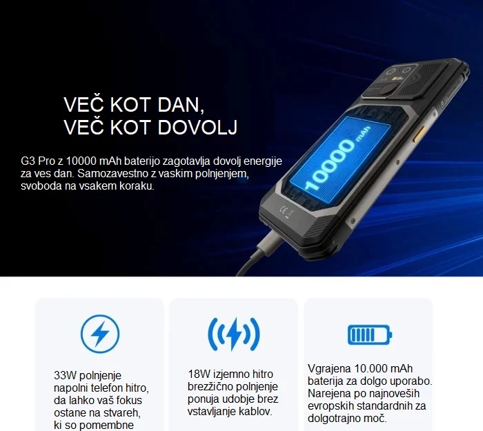 Celular AGM G3 Pro 12GB (+12GB) RAM / 512GB, kamerë termike, bateri 10000 mAh, zi/gri