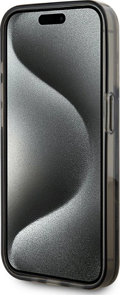 Mbështjellës Karl Lagerfeld Liquide Glitter Monogram Gradient për iPhone 15 Pro Max, i zi