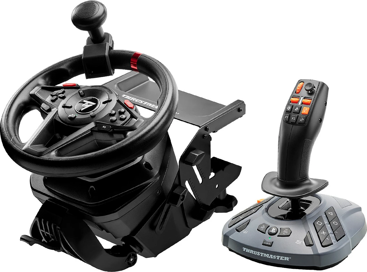 Volan gaming Thrustmaster T128P Simtask Farming Pack, USB me kabllo, Force Feedback, për PS5/PS4/PC, i zi