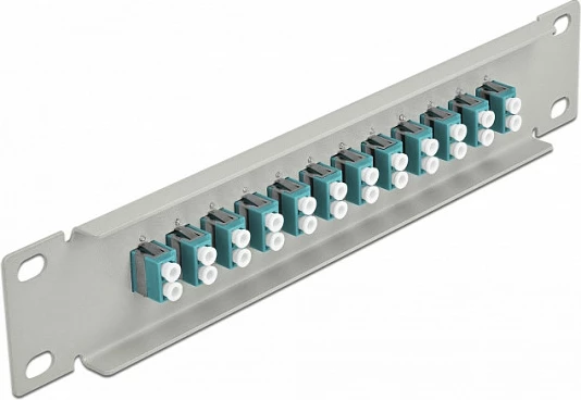 Patch panel fibër optike DeLOCK 10" 12x LC Duplex, 1U, aqua/gri