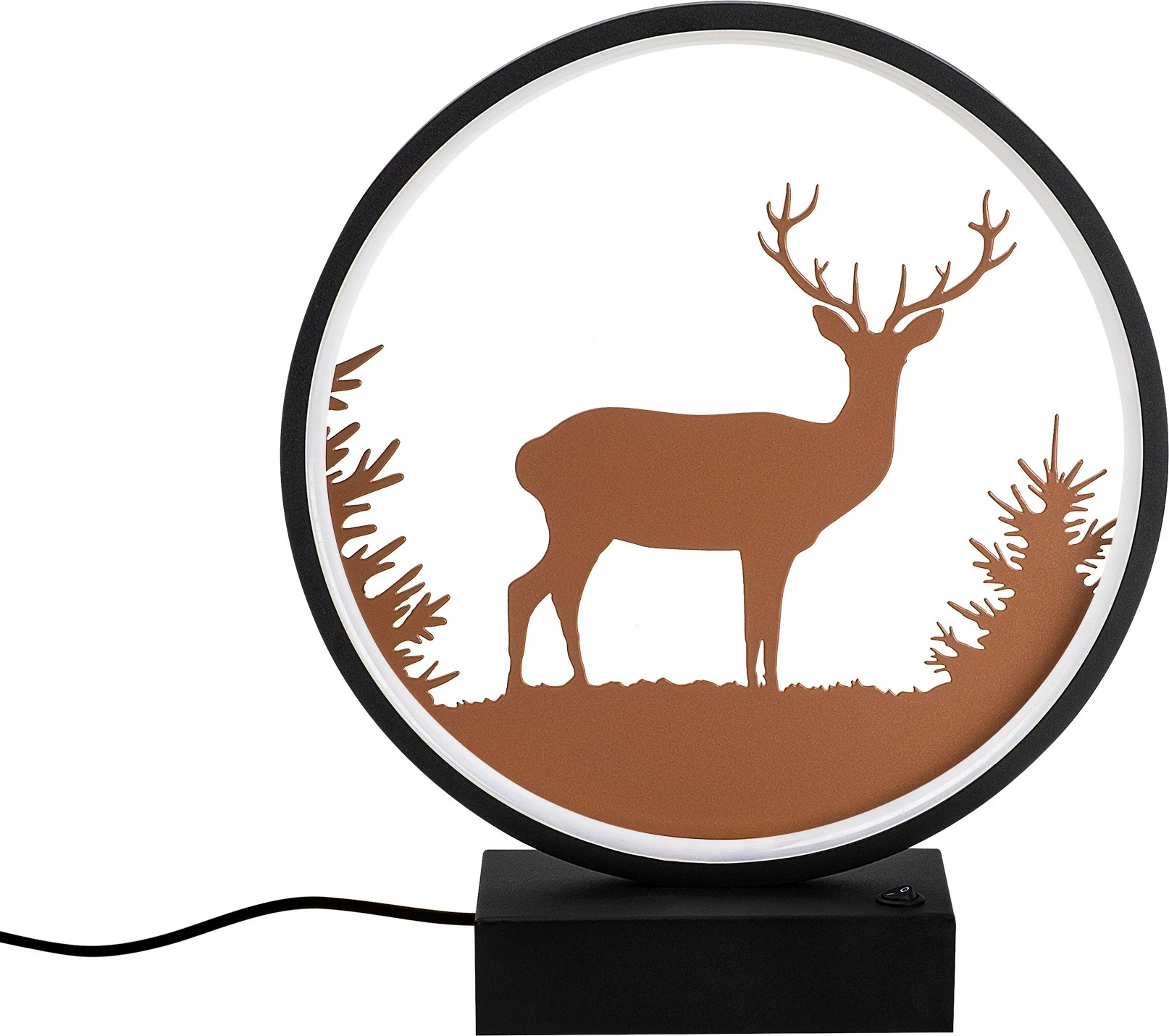 Llambë tavoline Opviq, XMAS7, e zezë dhe bakri, dizajn me drer