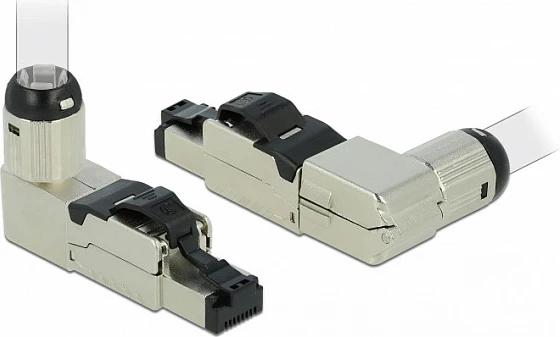 Konektor RJ45 DeLOCK Cat8.1, metalik këndor, montim pa vegla, gri