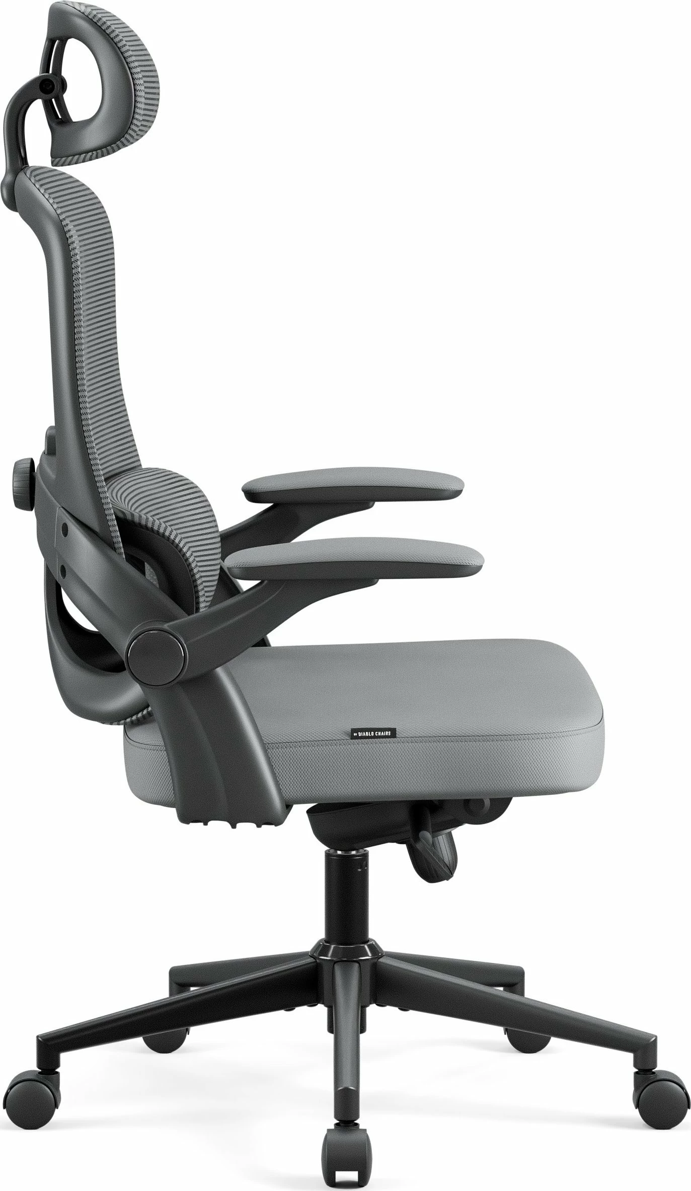 Karrige zyre ergonomike Diablo Chairs V-Light, rrjetë mesh, 3D mbështetëse krahu, gri