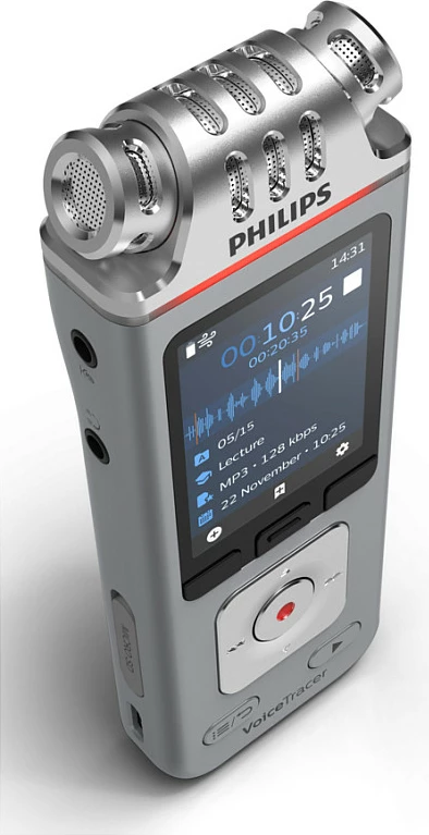 Diktafon digjital Philips VoiceTracer DVT4115, 8GB, 36h, Stereo, MP3/WAV, ekran 2", gri