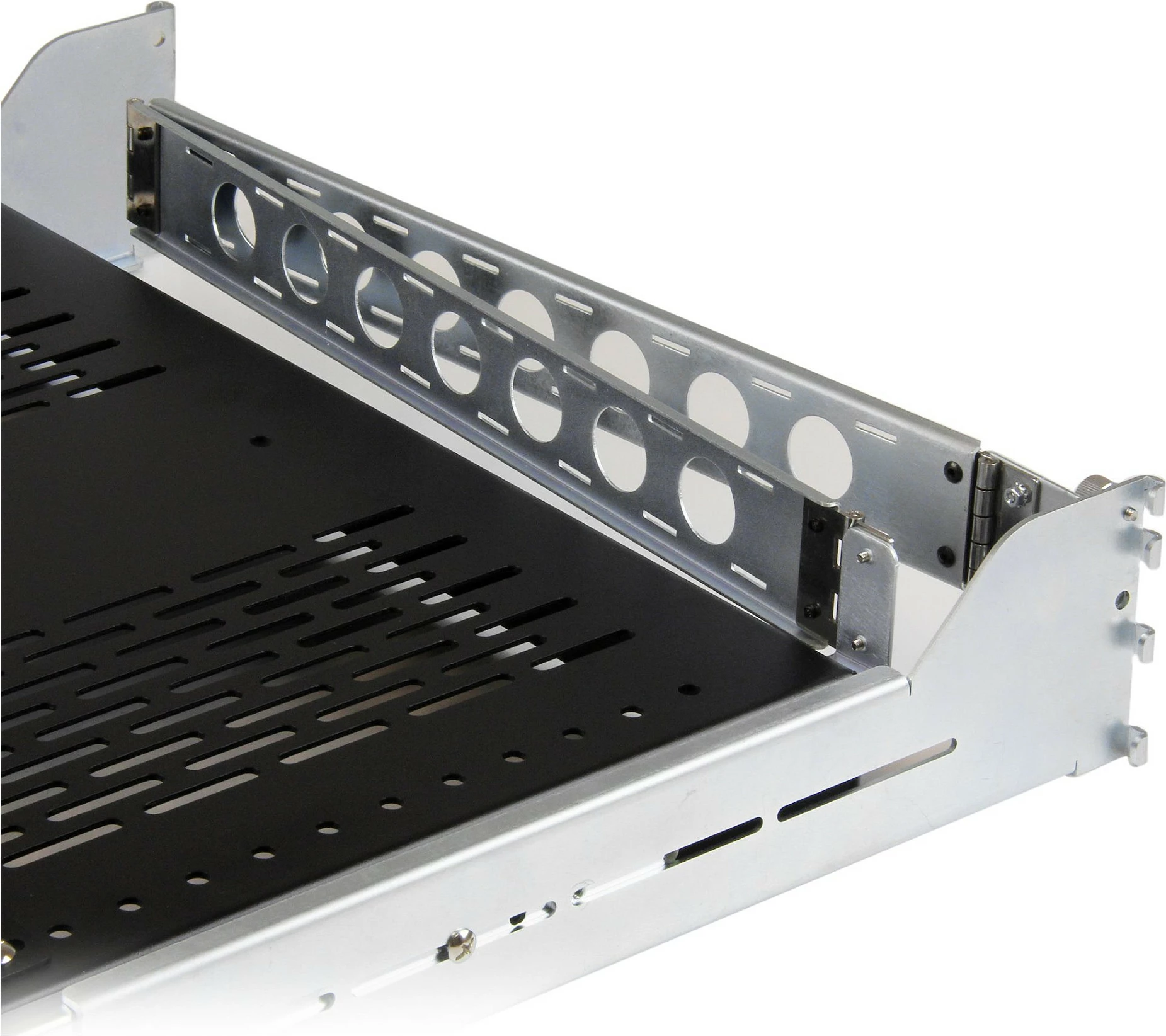 Rafte rrëshqitëse për rack serveri StarTech UNISLDSHF192, 2U, 19", e ventiluar, e rregullueshme 70.2-80.2 cm, 22.7 kg, zezë/argjend