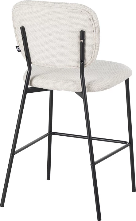 Karrige për bar Cathair, pëlhurë bouclé, ngjyrë bezhë, këmbë metalike të zeza, 48x54x100cm